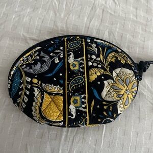 Vera Bradley Navy and Yellow Floral Pouch with Mirror